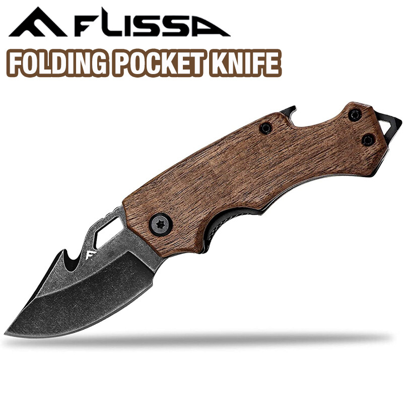 Flissa Mini Folding Pocket Knife 2.5″ Stainless Steel EDC Drop Point Blade Knife
