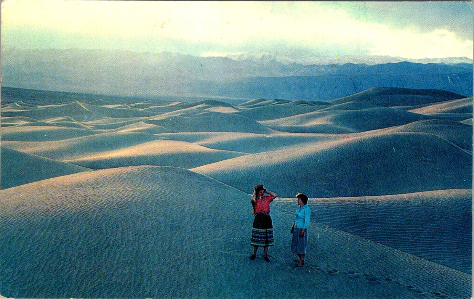 Arizona California State Line Sand Dunes Landscape Chrome Postcard Posted