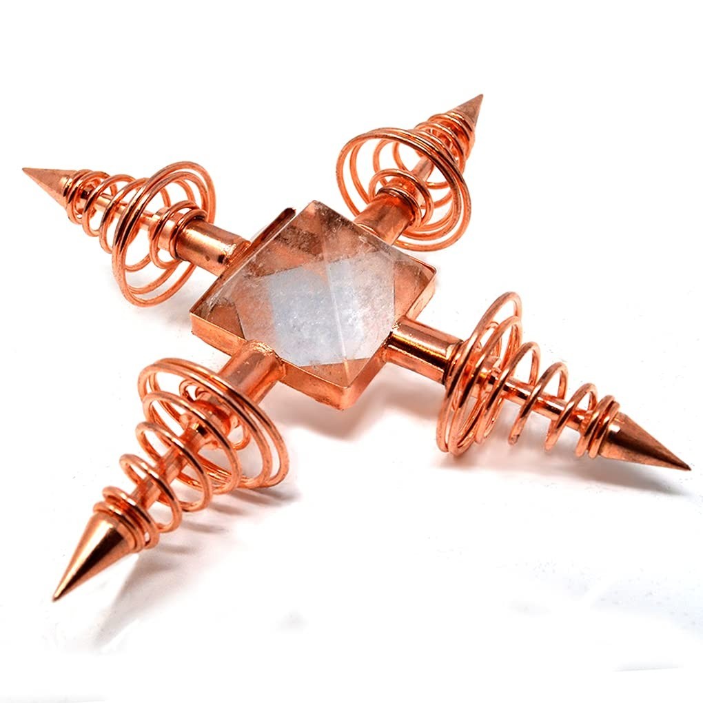 Copper Energy Generator with Quartz Pyramid & Coils for Healing, Reiki, Chakra B