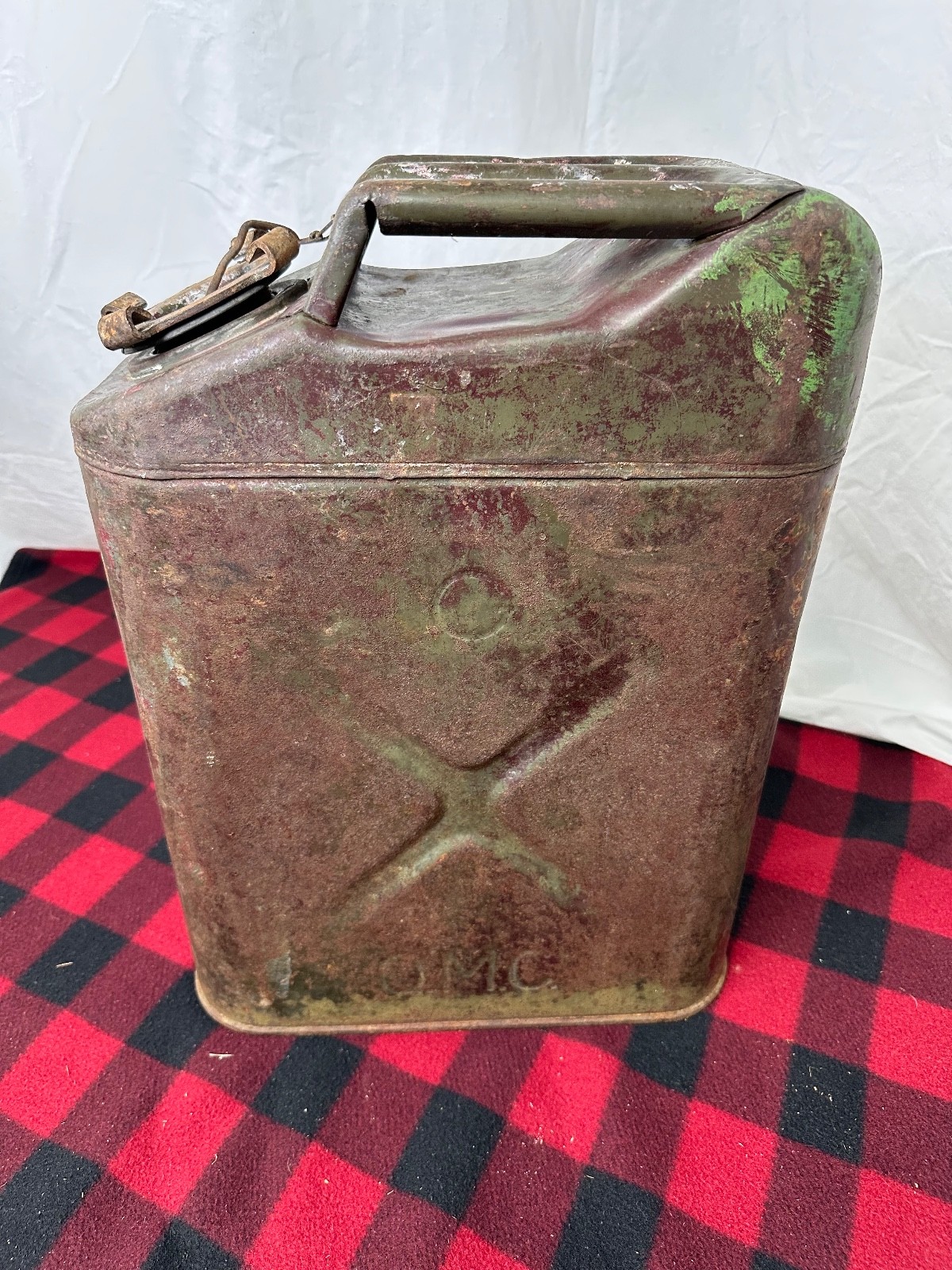 Original WWII U.S. Q.M.C. Gas Can – Rheem 1945 – Unrestored Patina – USA Marked