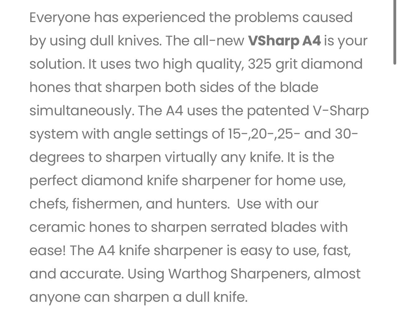 Warthog V-Sharp A4 Professional Knife Sharpener NEW