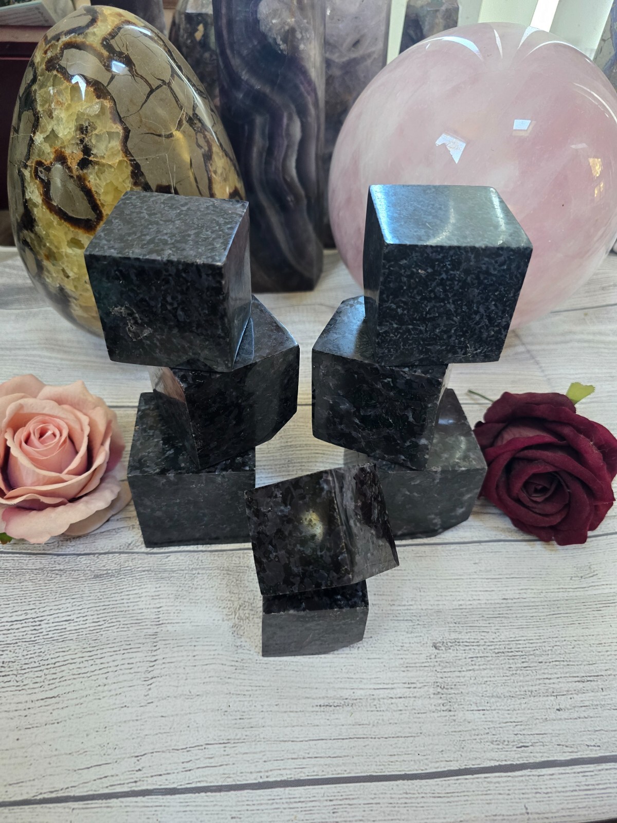 Mystic Merlinite AKA Indigo Gabbro Crystal Cube Large & Small 40-65mm Carved Gem