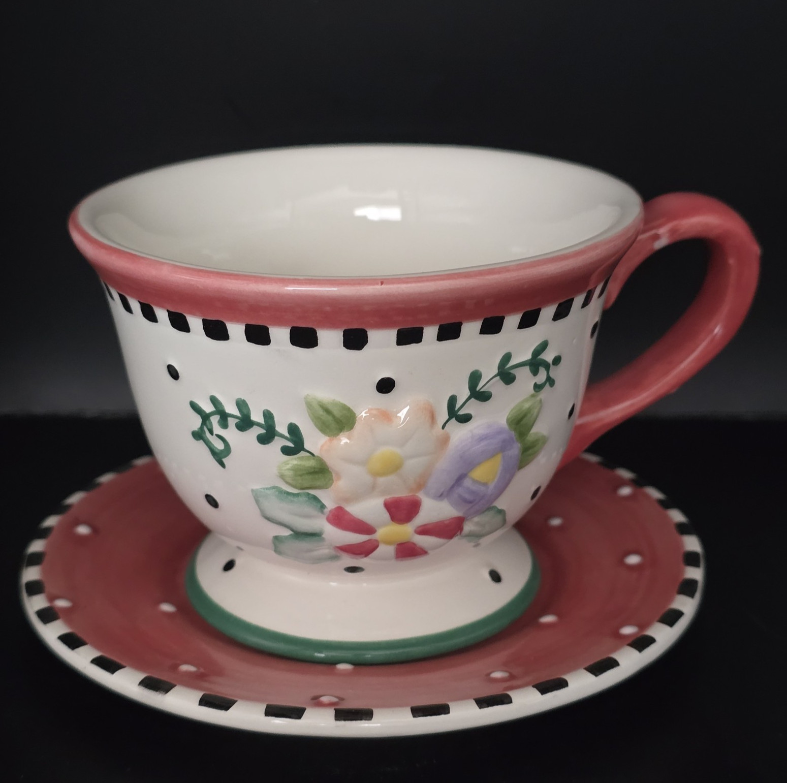 Mary Engelbreit Christmas Spice Teacup Saucer 1999 Vintage Unused Display Only