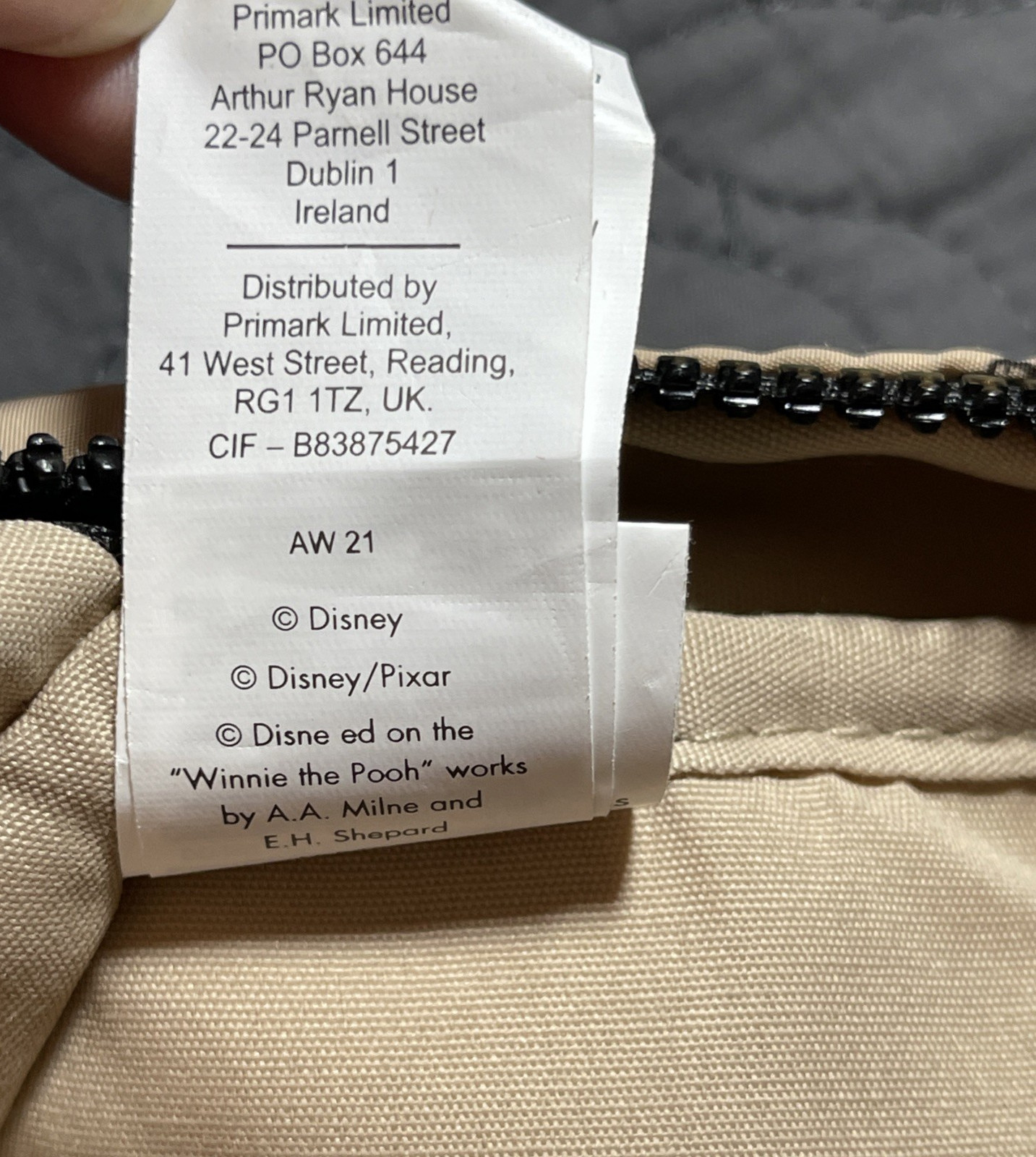 Disney Mickey Mouse Beige Backpack Primark Limited 14″ x 10″ x 4″ 100% Polyester