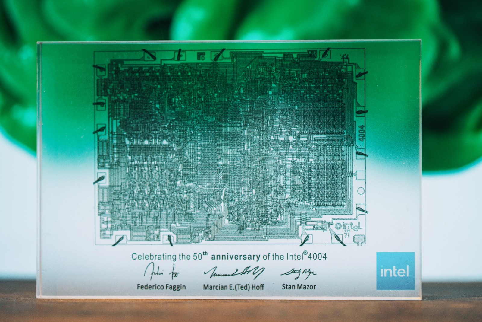 Intel 4004 50th Anniversary CPU Die Art Resin Crystal Desk Display Tech Gift