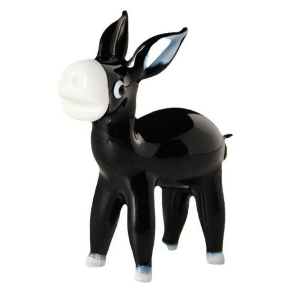 Mini Glass Donkey Sculpture,Hand Blown Glass Animal,Miniature Glass Donkey Fi…