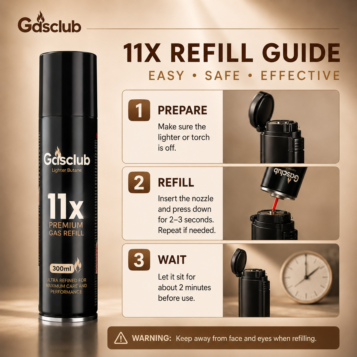 11X Refined Butane Lighter Gas Fuel Refill Gasclub 300ML 10.14 oZ Cartridge