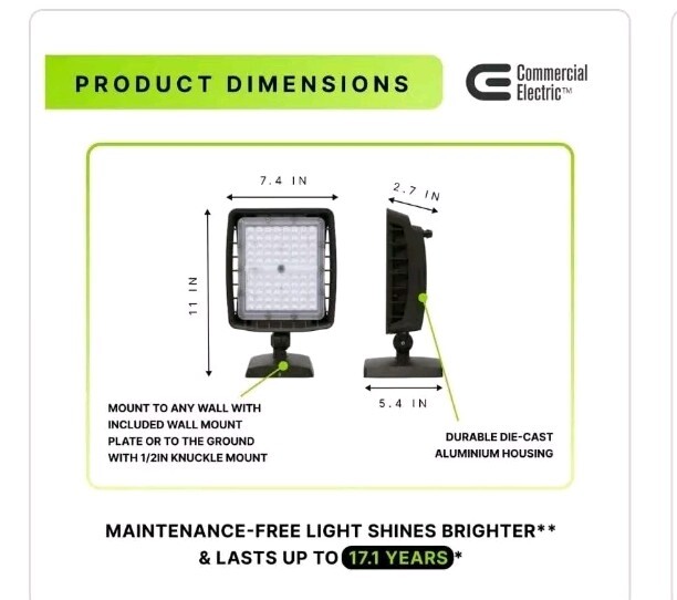 Commercial Electric LED Area Light Dusk-to-Dawn 8,500 Lumens, WOW~That’s BRIGHT