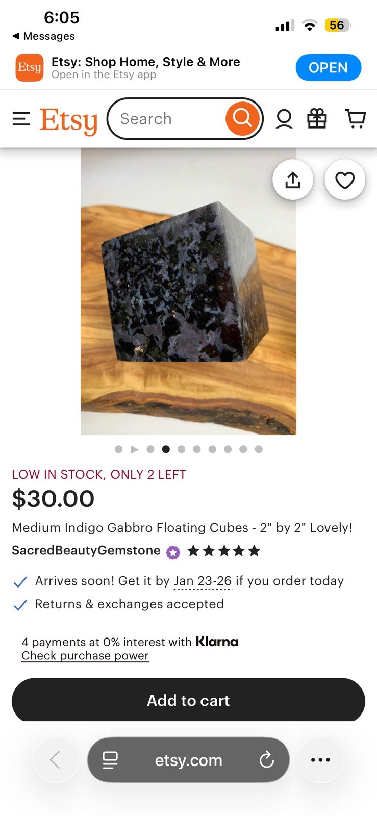 Mystic Merlinite AKA Indigo Gabbro Crystal Floating Cube Carved Gem