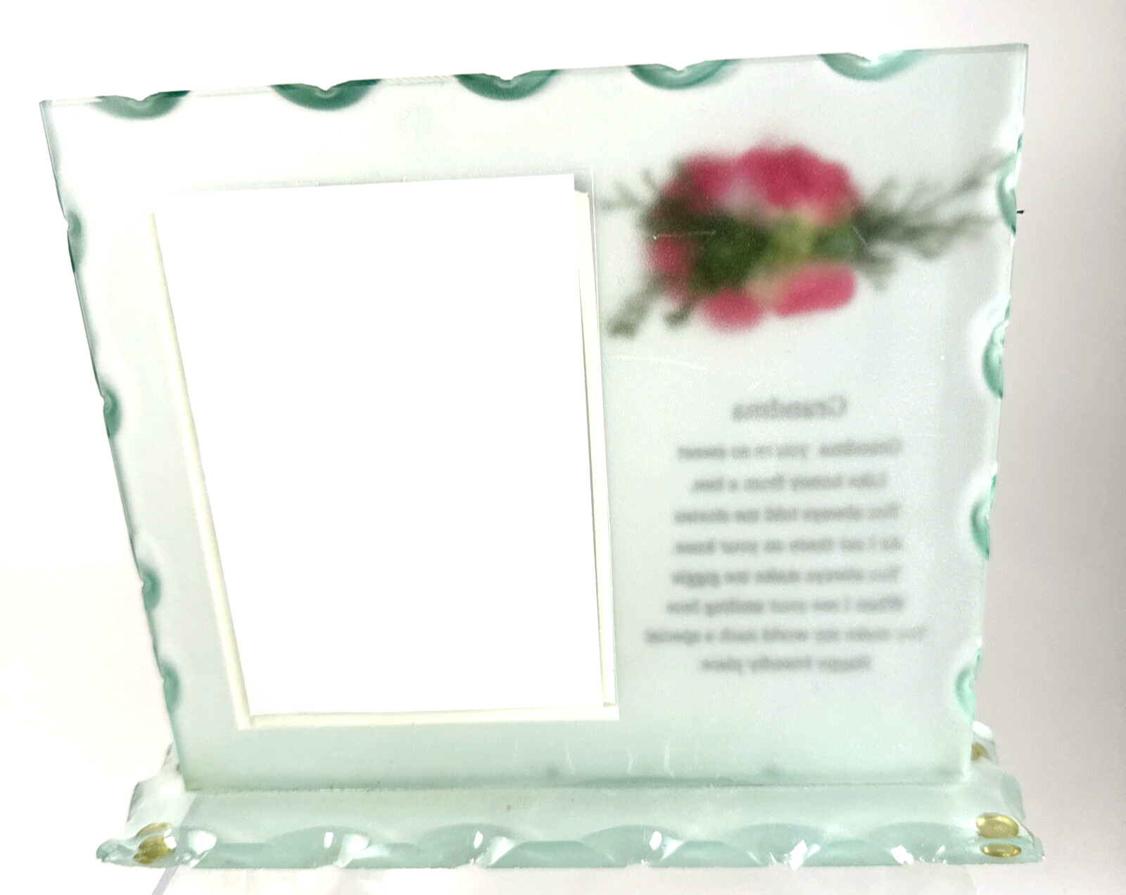Grandma Cut Glass Frame Grand Mother Sweet Sentiment Holds 3.5×5″ Photo 7.5×9.5″