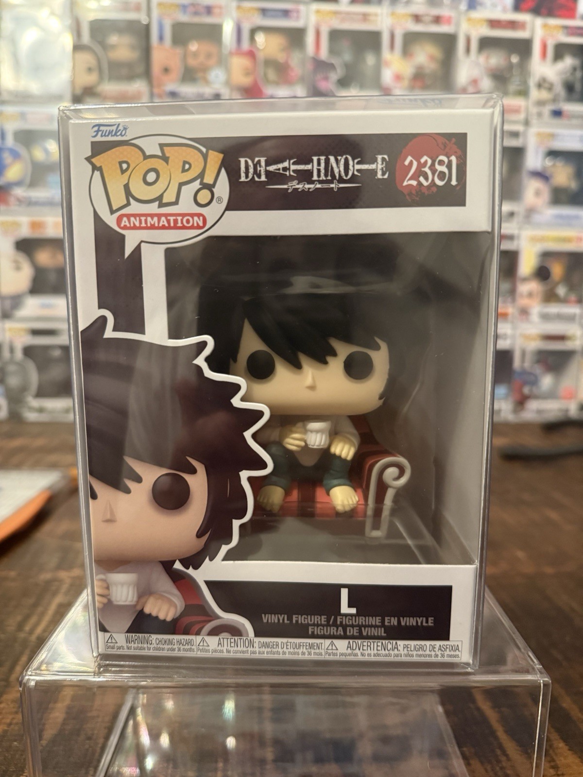 Funko Pop! Death Note L Barcoded 2381 with 3 Custom Inserts with Protector