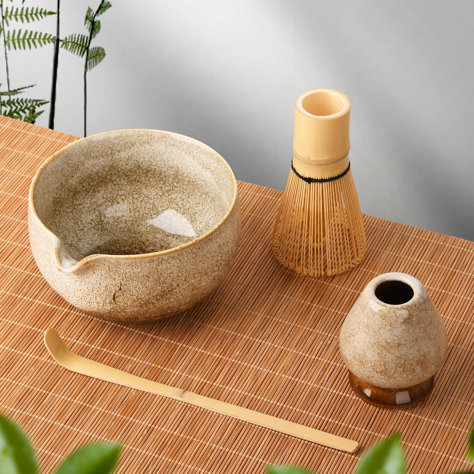 EOIMS Japanese Matcha Tea Set,Ceramics Match Bowl with Spout,Included Handmad…
