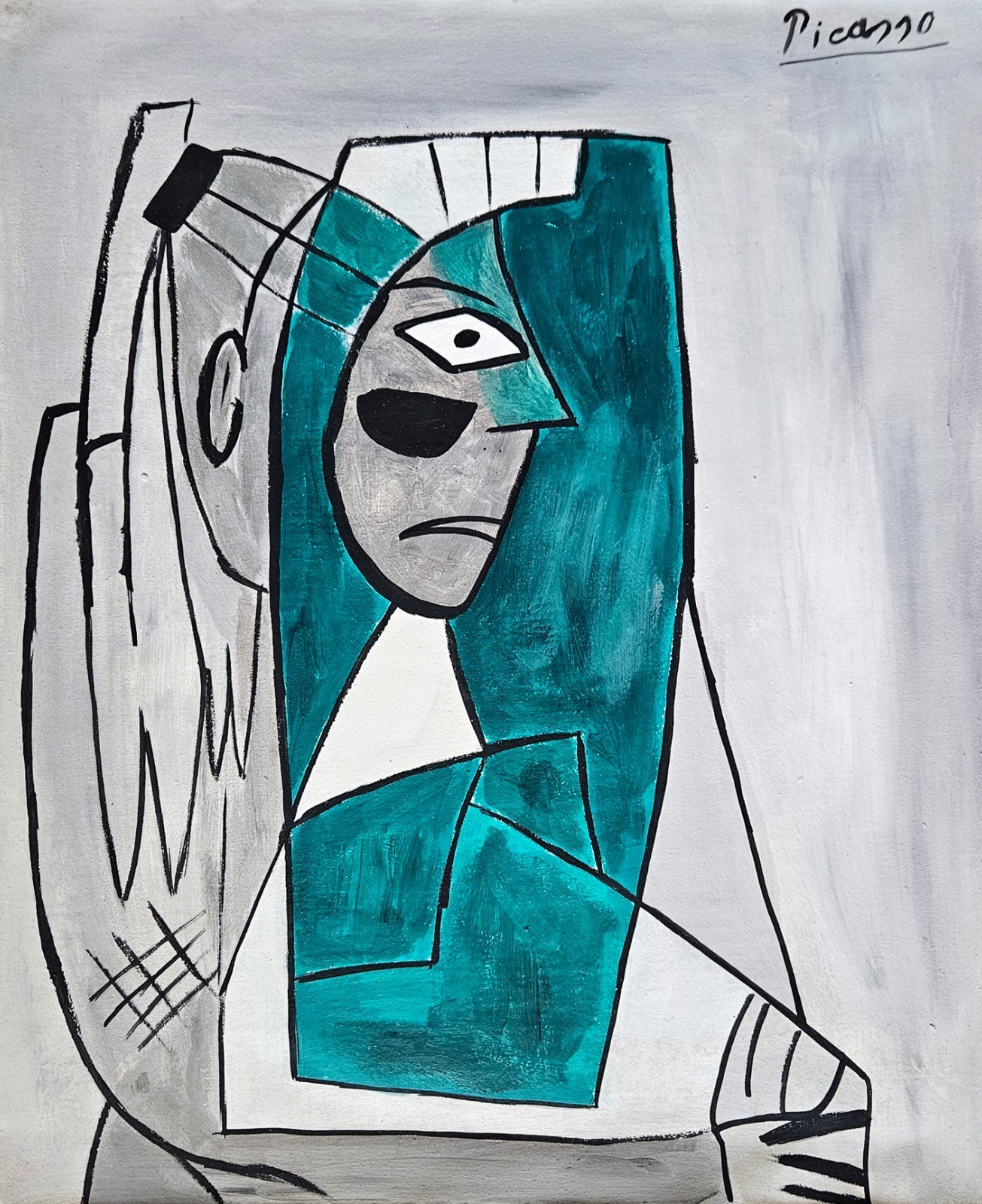 Pablo Picasso Signed Cubist Oil Painting on Canvas – Spanish Modern Art