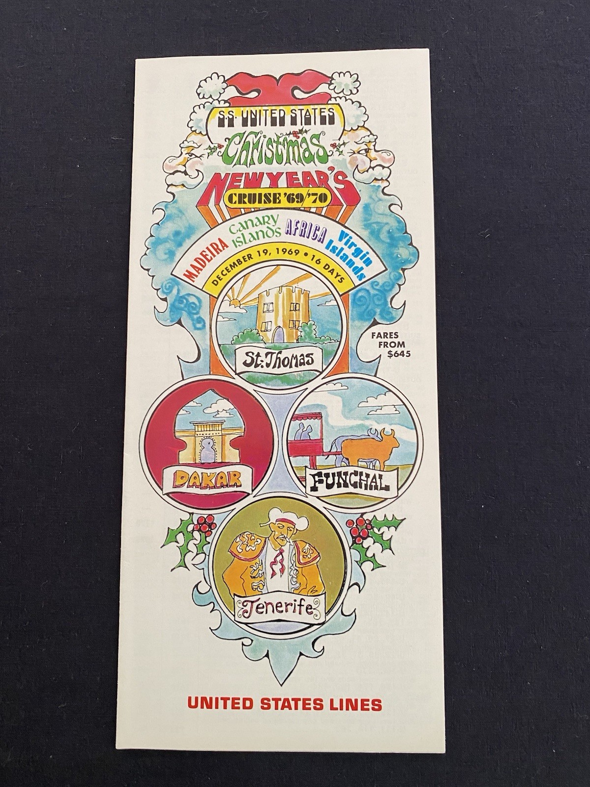 SS United States Christmas New Years Cruise Pamphlet 1969-1970