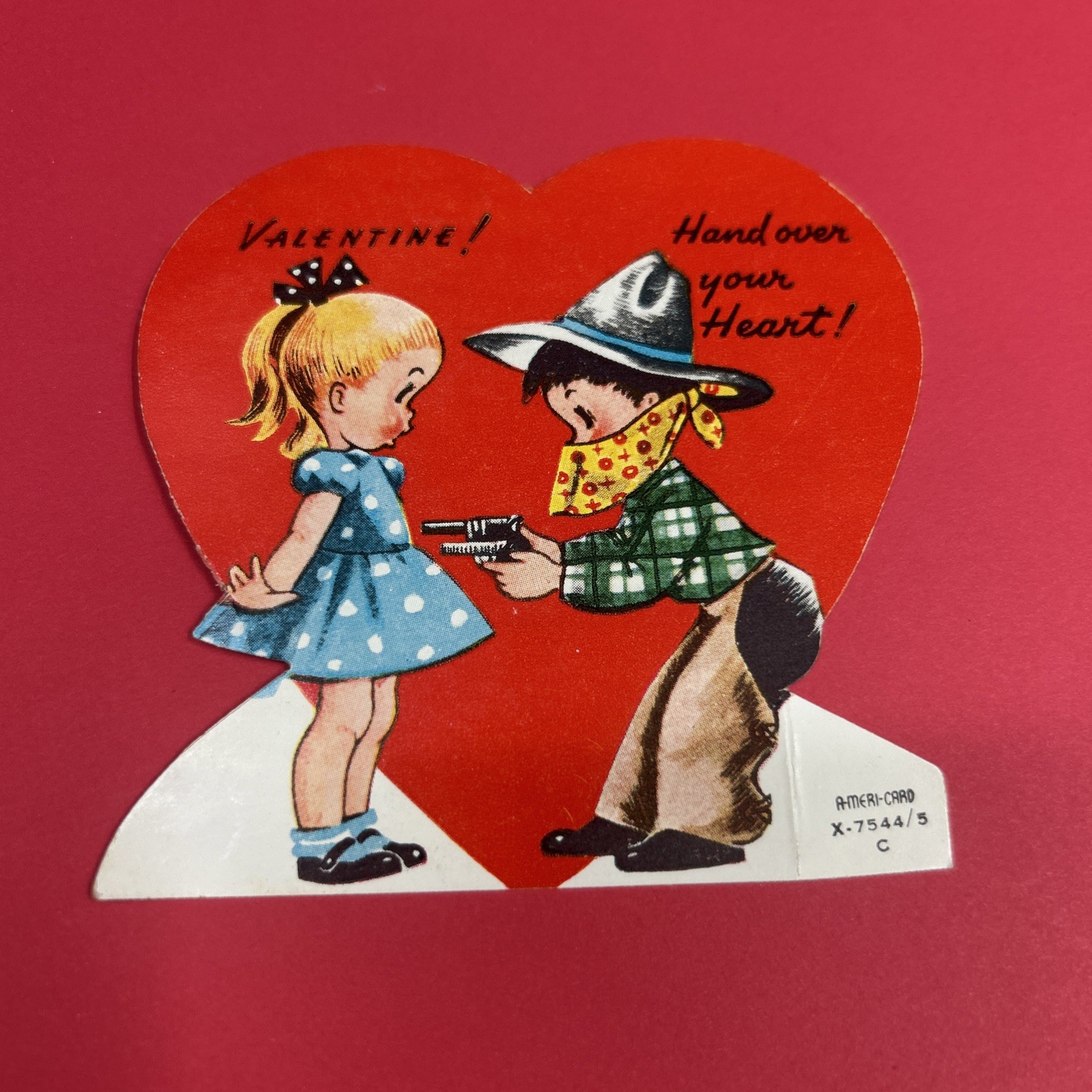 Vintage Valentine Card A Meri Card Hand Over Your Heart