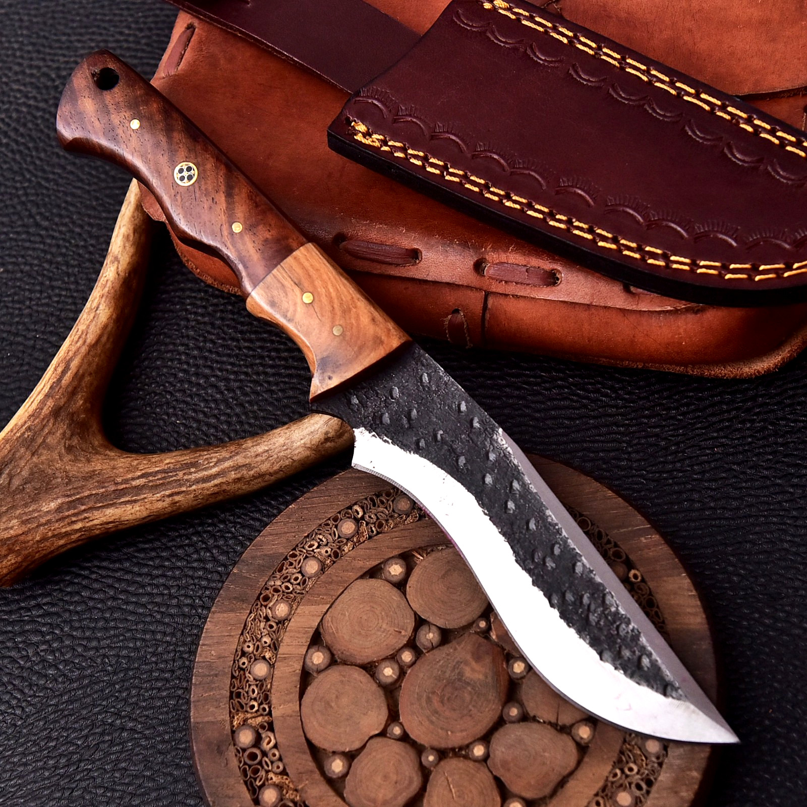 Custom Made Skinning Hunting Knife 1095 High Carbon Steel Blade HH-203