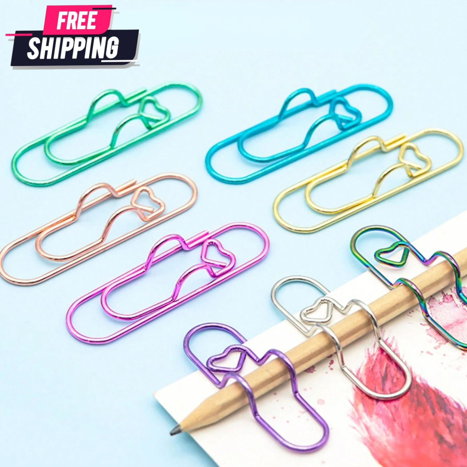 Multicolor Metal Paper Clip Notebook Document Organizer Pen Holder Clip Bookmark