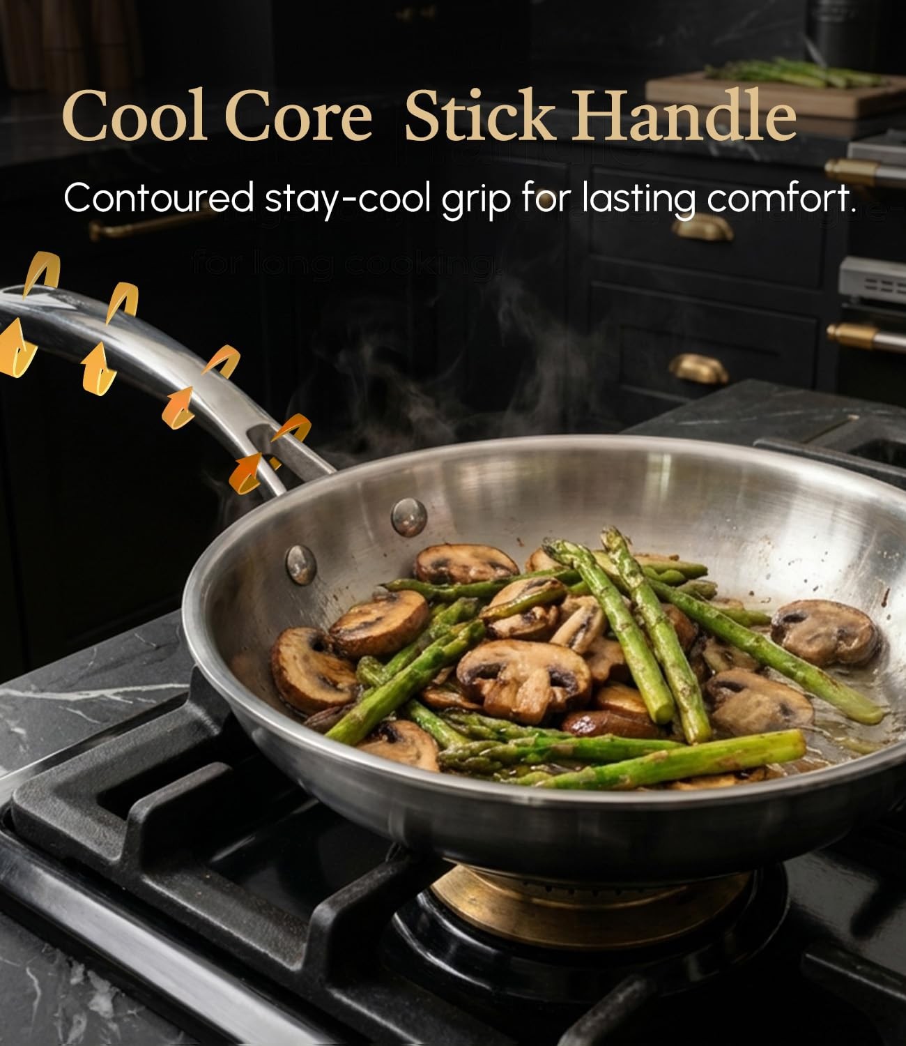 8 Inch Stainless Steel Pan, 5-ply Clad Base 800℉ Safe Frying Pans For Even