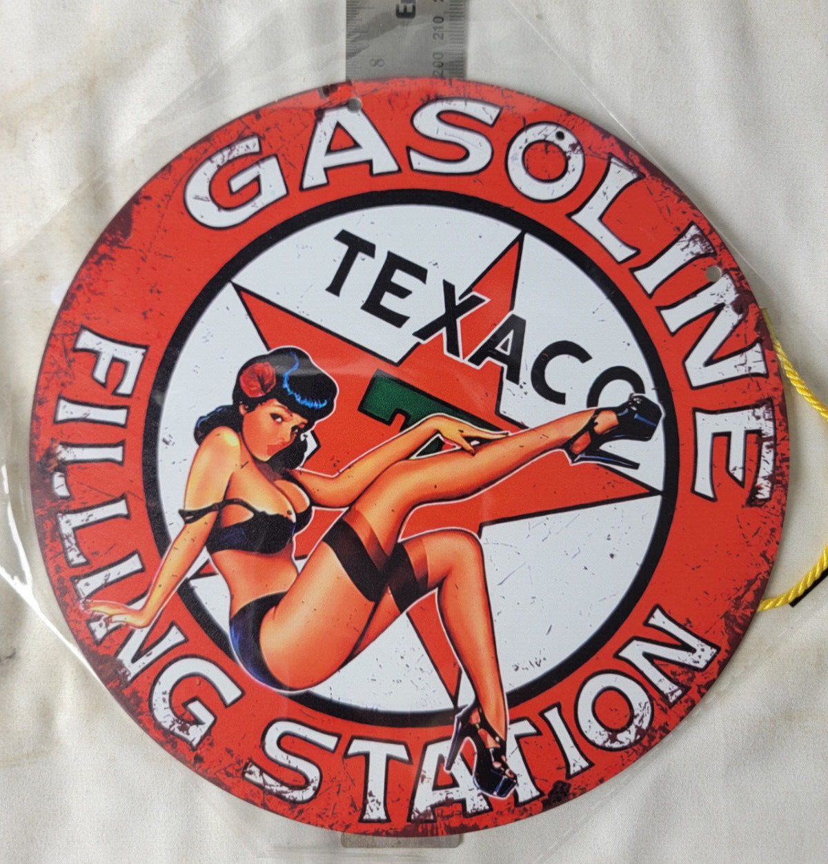 VINTAGE TEXACO GASOLINE SIGN PUMP PLATE GAS STATION OIL 7 3/4″ x 7 3/4″