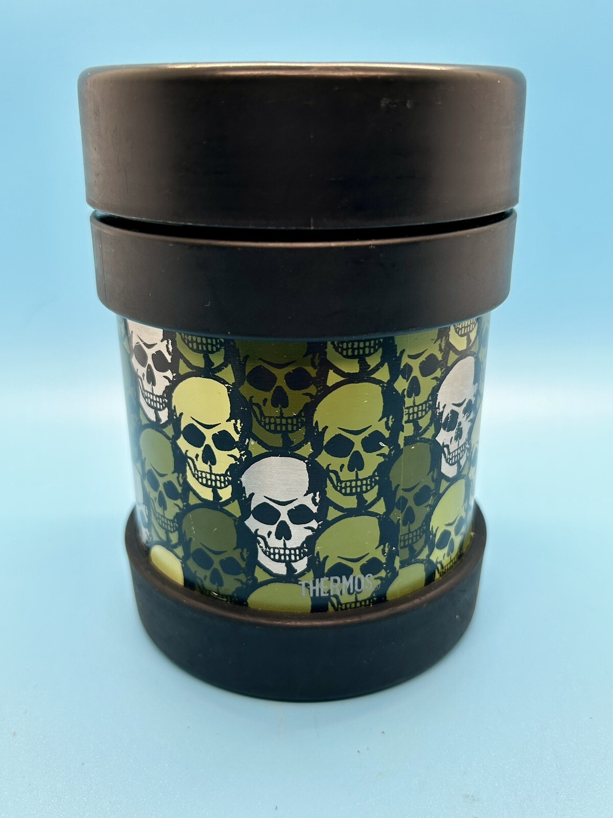 Small Green Skull Thermos Stands 5” Tall For Hot Or Cold Food Storage Skulls