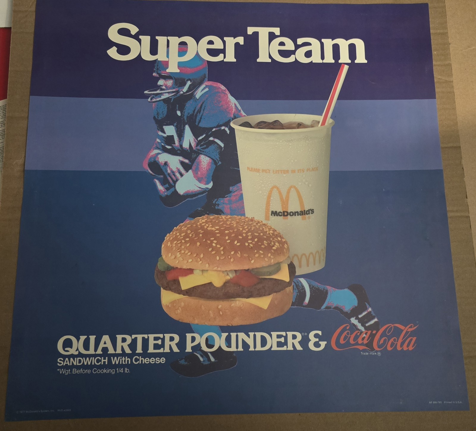 1977 Vintage McDonald’s Translite Sign „Super Team“ football 21.75″