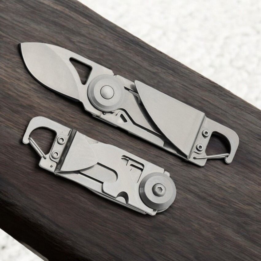 Folding Pocket Knife | Silver Money Clip Wallet Carabiner Sharp Blade EDC Gift