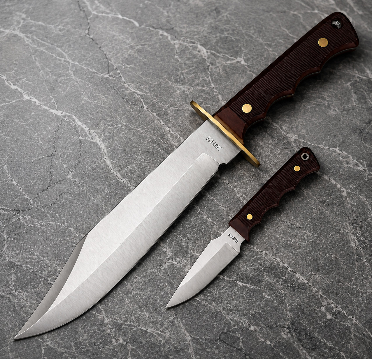 Old Timer Full Tang Bowie & Skinner Fixed Blade Knife Set w Sheath 1207759 New