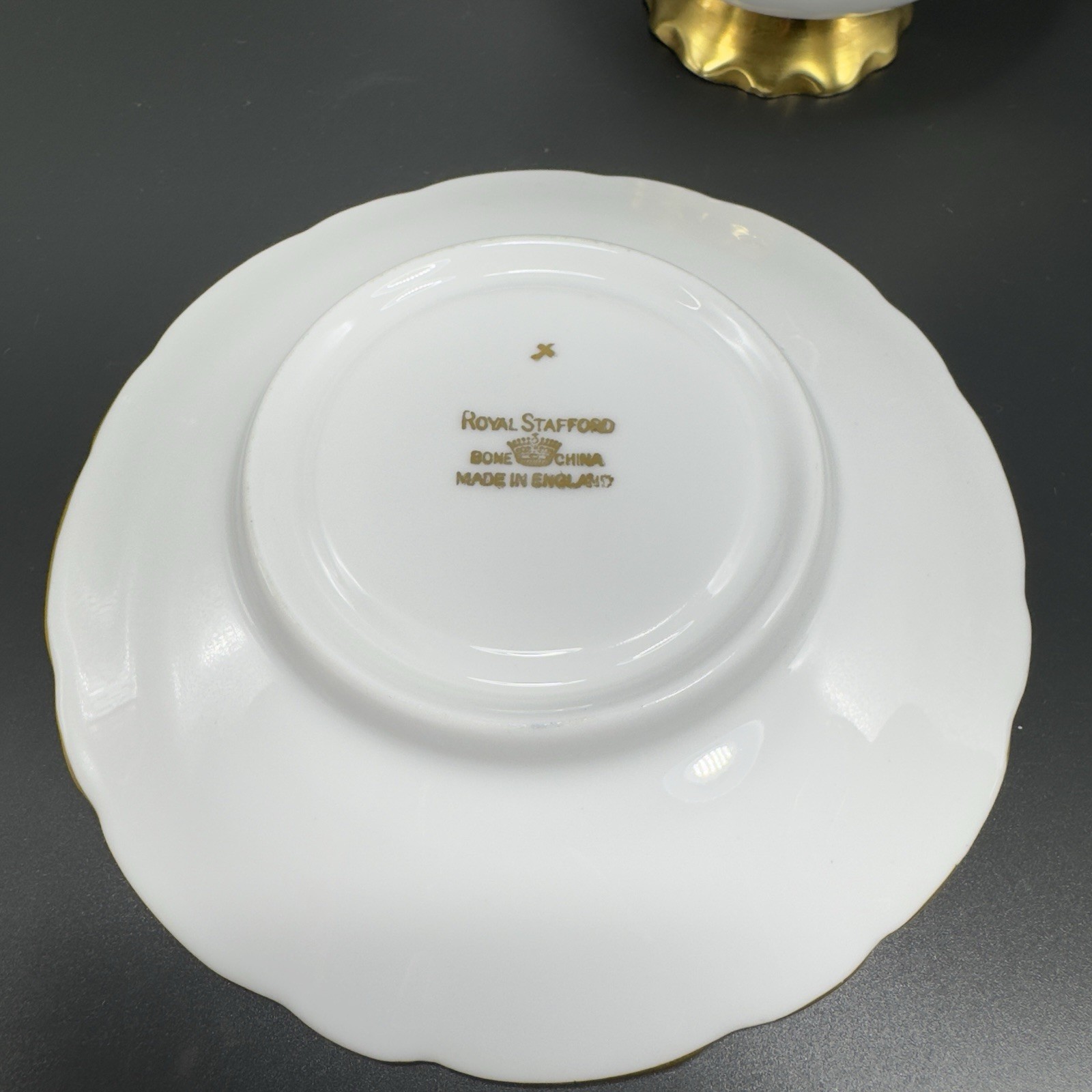Royal Stafford Fine Porcelain China Teacup And Saucer England Heavy Gold Pattern