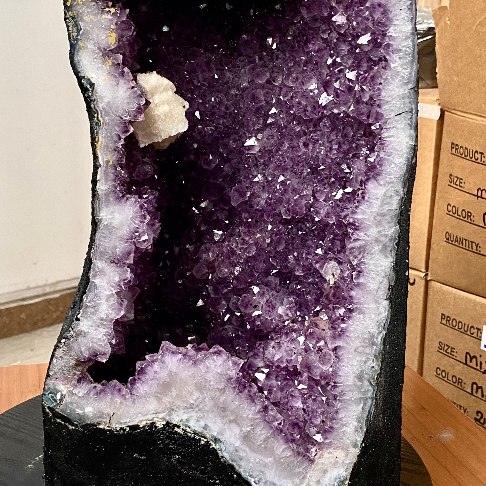 65LB Large Natural Amethyst Geode Cathedral Crystal Cluster Specimen Healing0.33