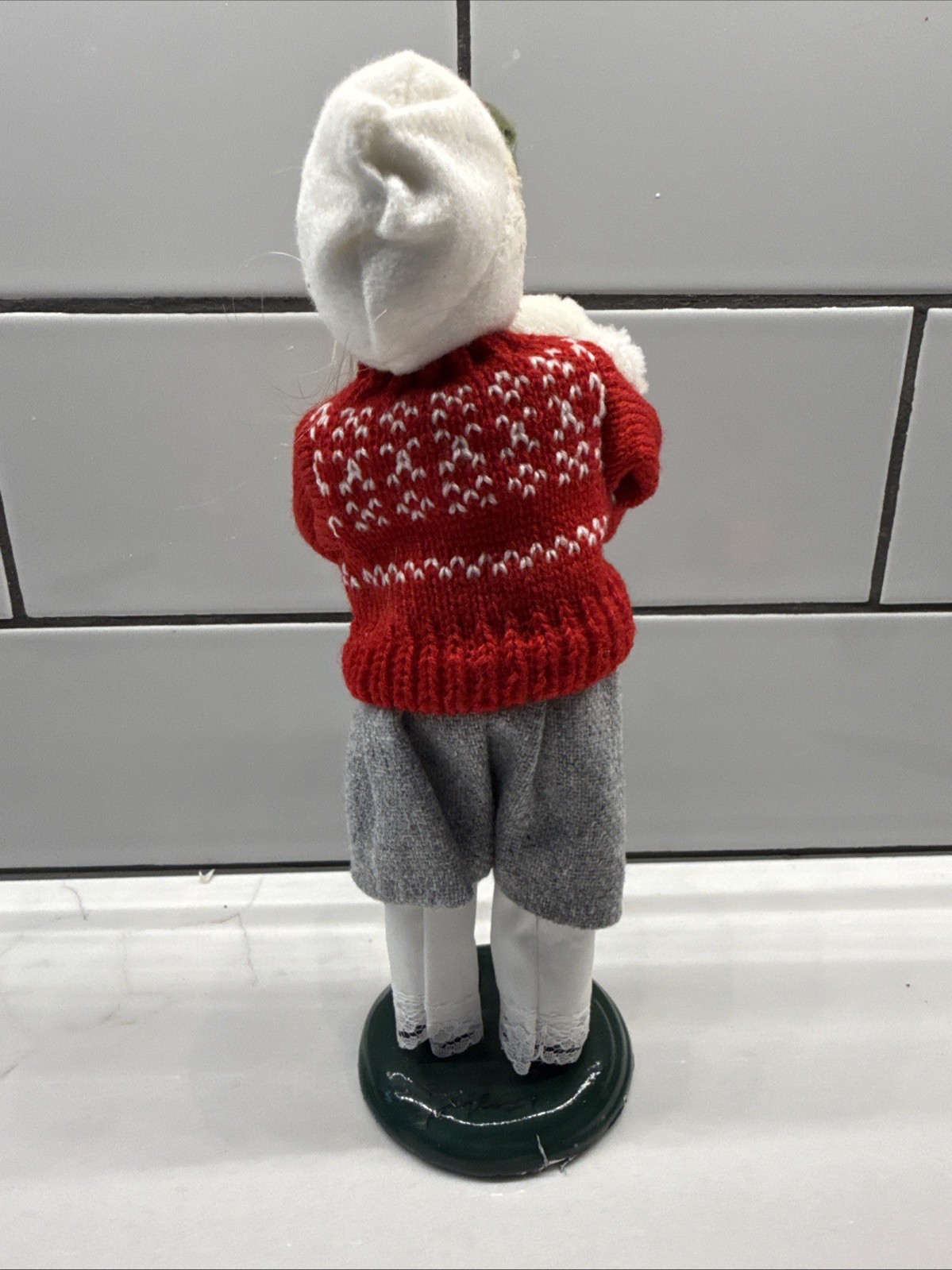 2001 Byers Choice Caroler Girl With Teddy Bear Talbots 9.5”