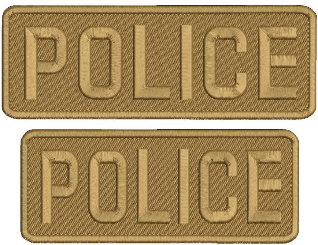 „Police“ embroidery patch 3×9 and 3×8 inches hook all oyote brown