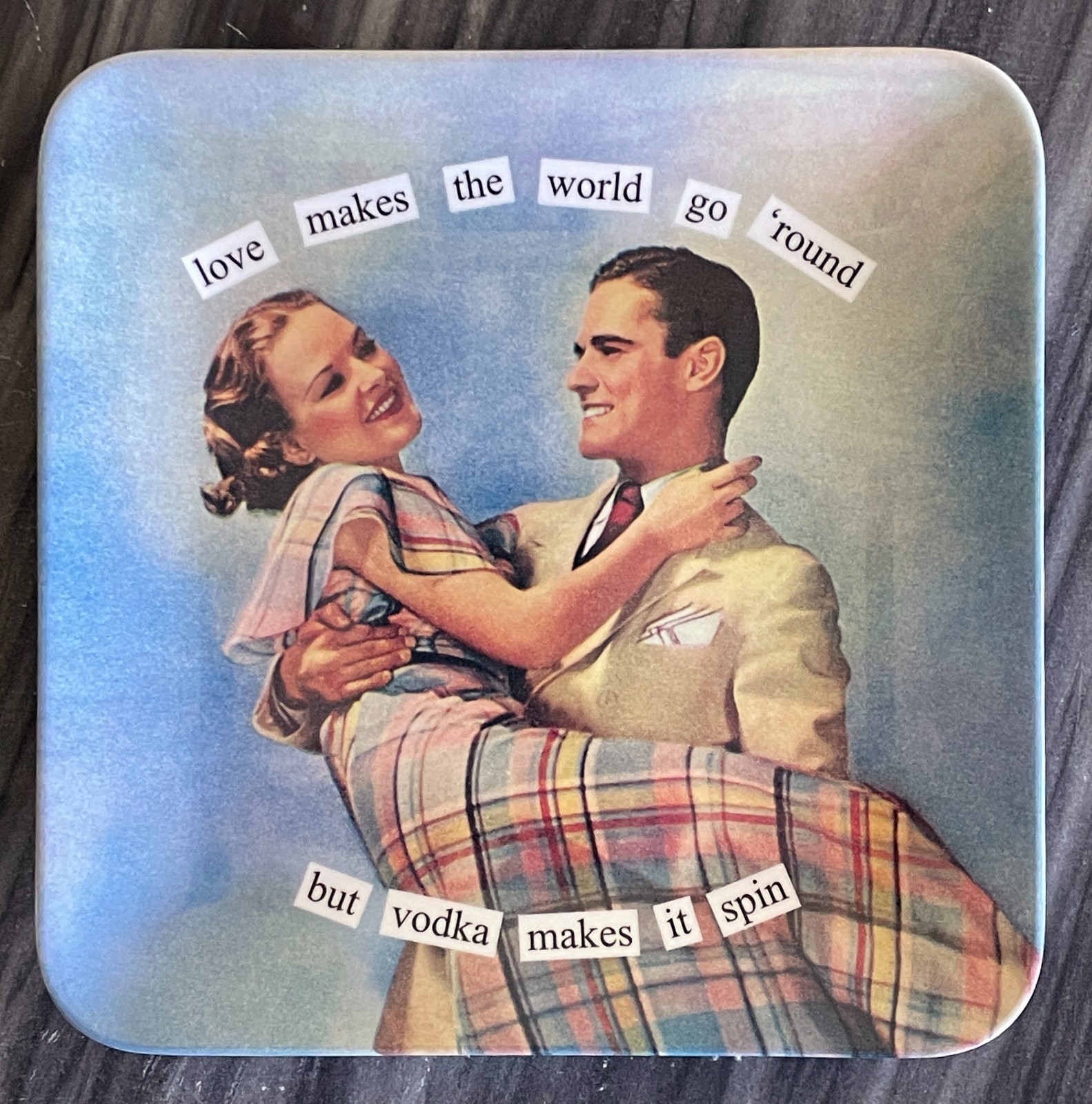 Anne Taintor Vintage Melamine 5.5″ Square Trinket Tray Love & Vodka