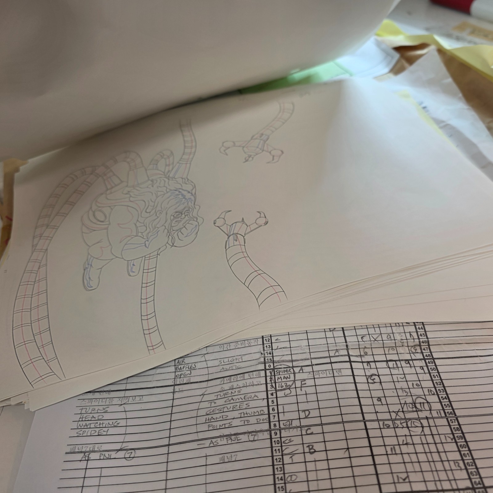 Ultimate Spider-Man Production Animation Cel Drawing Lot Marvel Doc Oc Nick Fury
