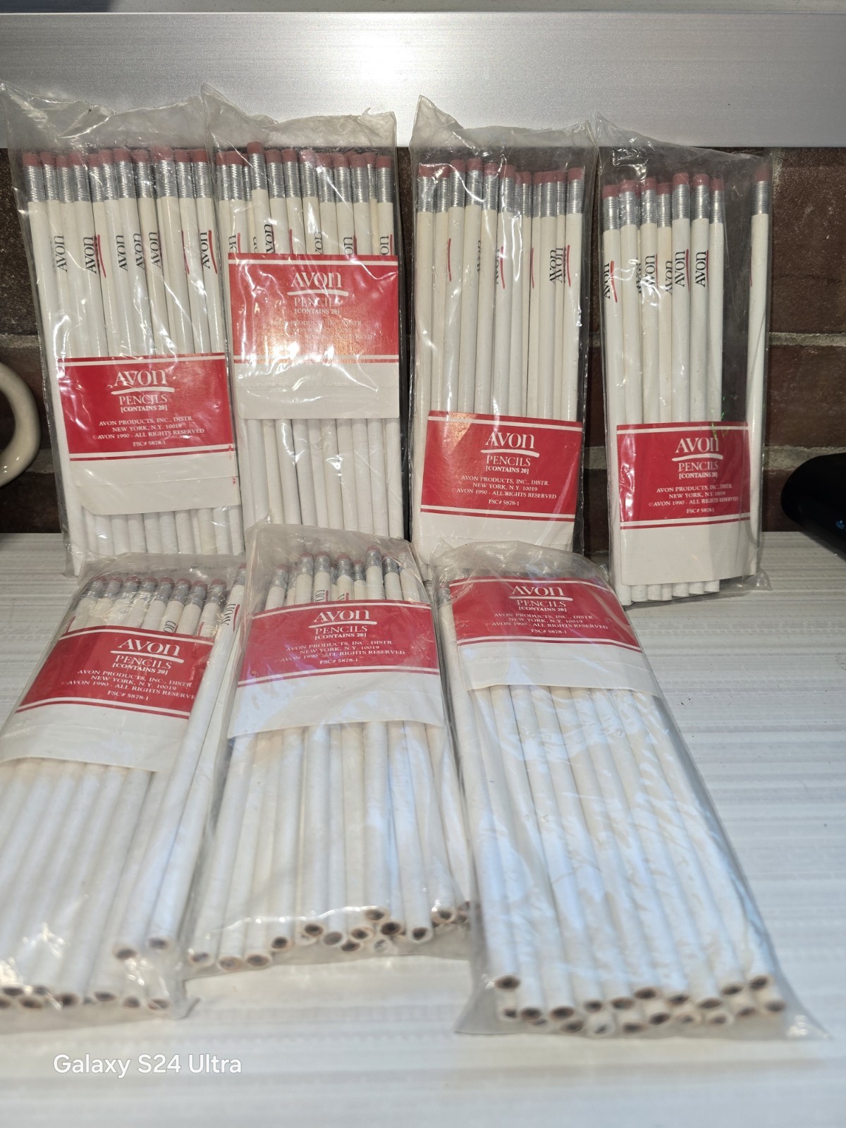 Vintage Avon White Pencils * 7 Packages * Brand NEW Un-Sharpened * 140 Pencils