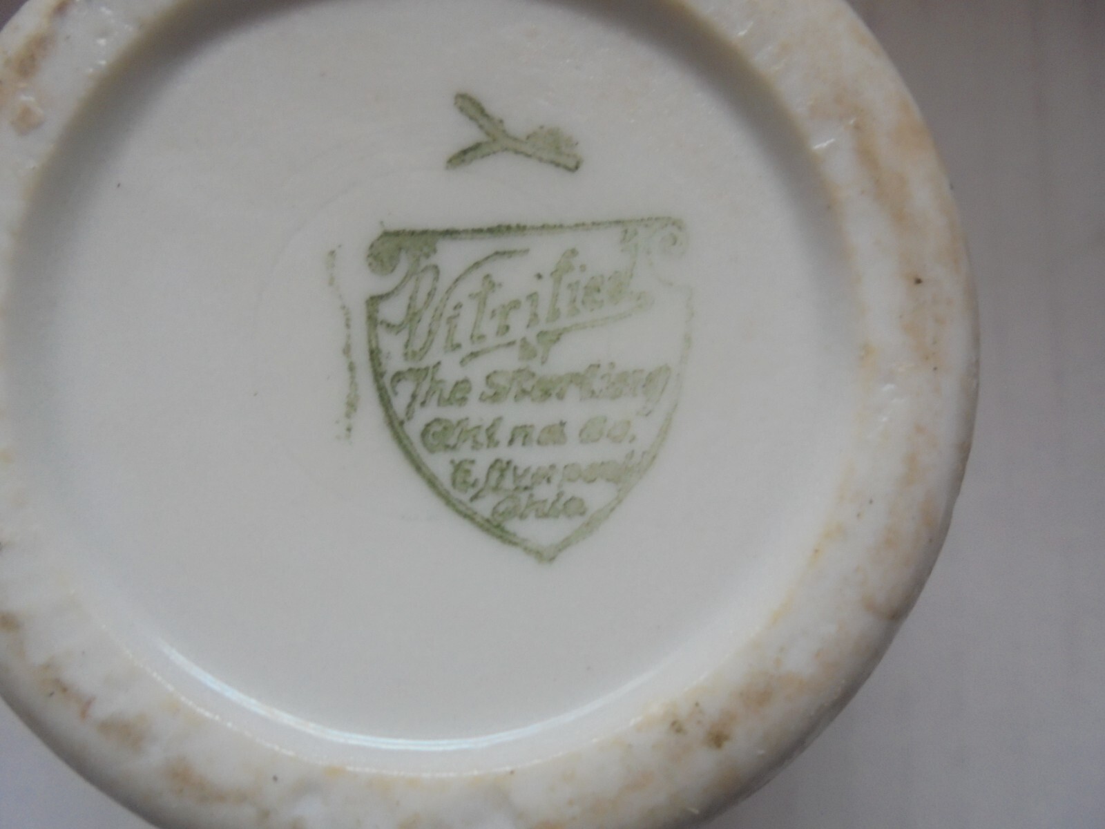 Vintage white green stripe vitrified sterling china co restaurant ware soup/cup