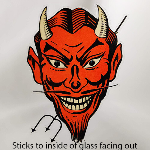 Retro Devil Sticker, INSIDE WINDOW / Glass, Hot Rod 1950’s Vintage Decal