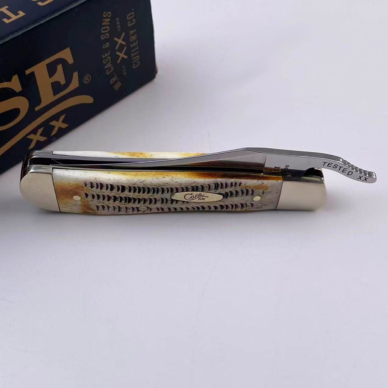 New Case xx 65303 6.5 BoneStag RussLock Stainless Blade Folding Pocket Knife