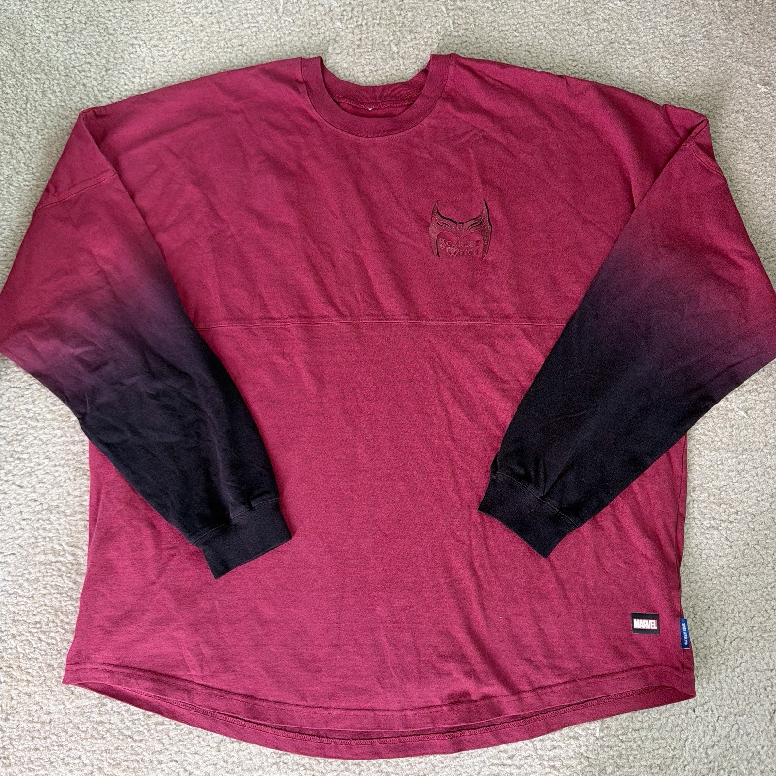 Disney Parks Scarlett Witch Spirit Jersey Marvel 2X XXL Maroon Black Ombré NWT