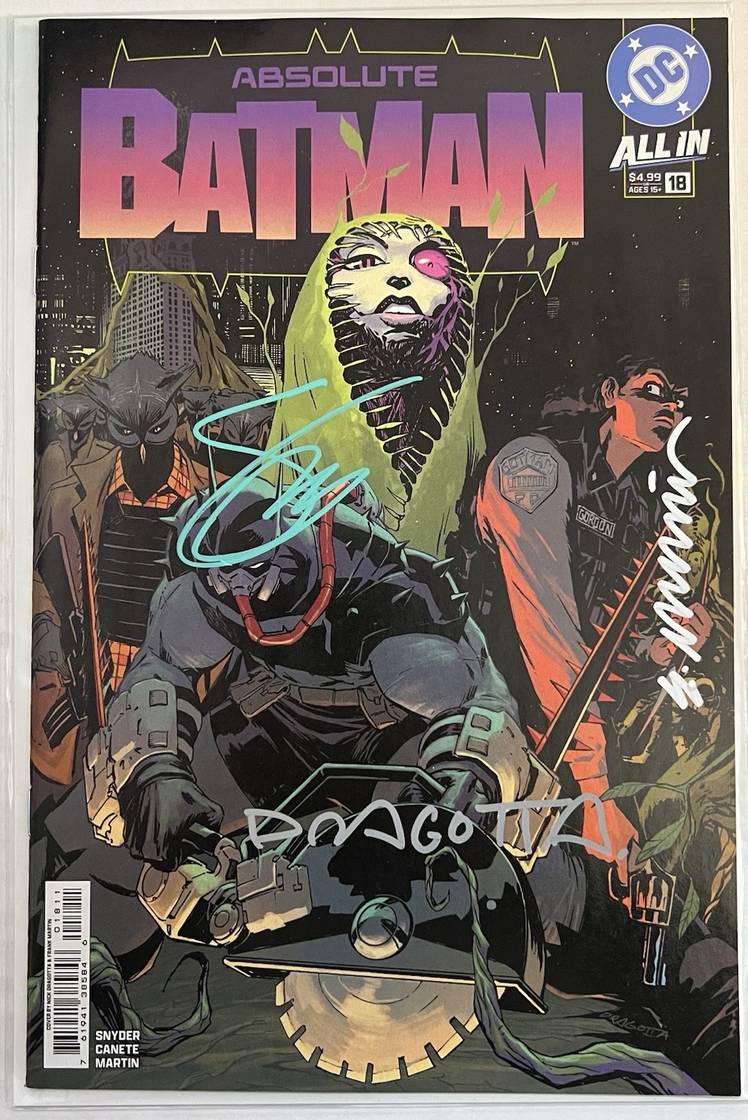 Absolute Batman #18 1st Print Signed X3 Canete Dragotta Snyder NM 🔥