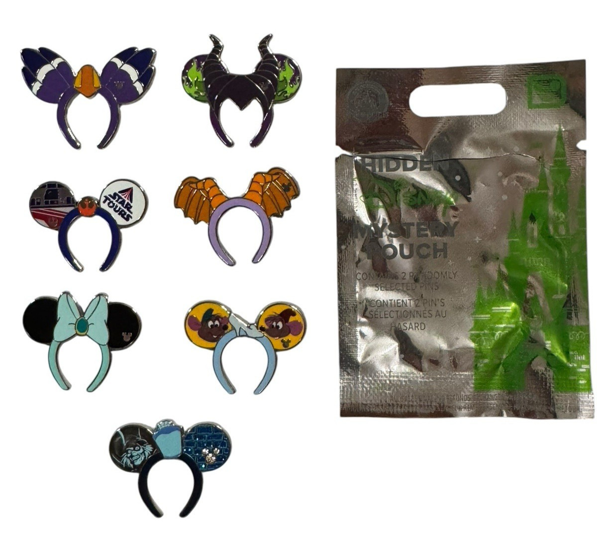 2026 WDW Hidden Mickey Wave A EAR HEADBANDS 7 Pin FULL SET w/CHASER SUPER CHASER