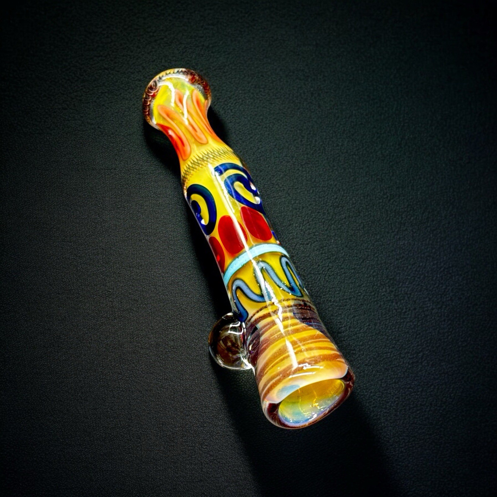 Handmade 3.5” Glass Chillum Pipe Colorful Dot Design Tobacco Pipe