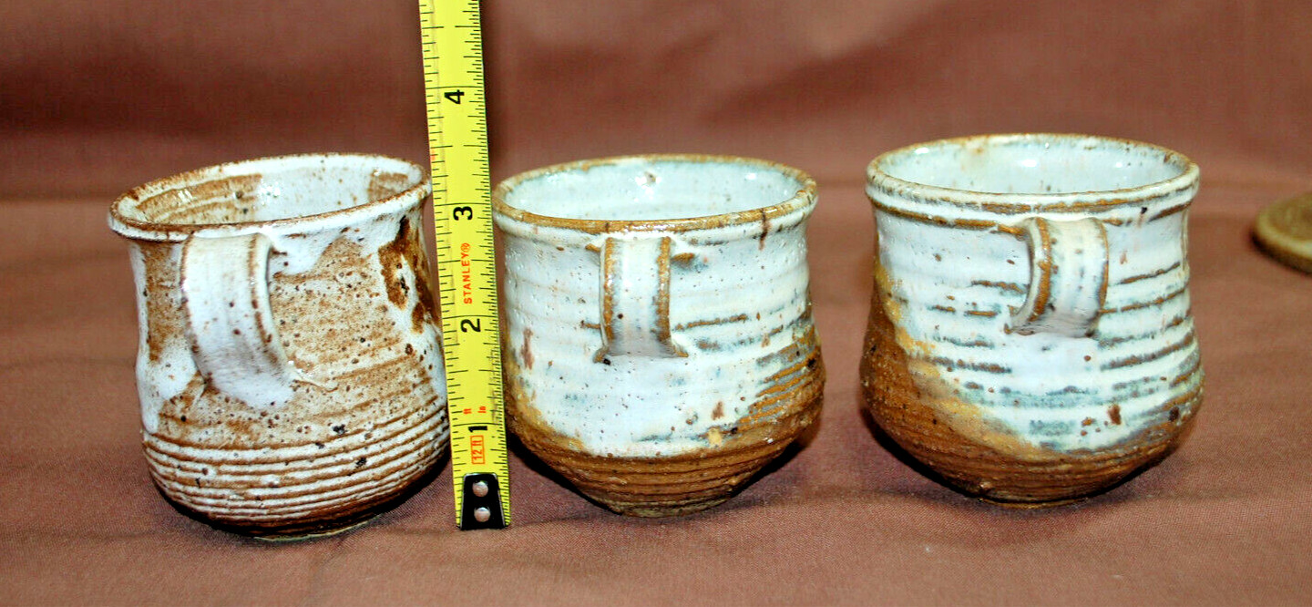 Ceramic 3 Mugs and 3 Candle Holders Handmade Lot of 6 Total T1428