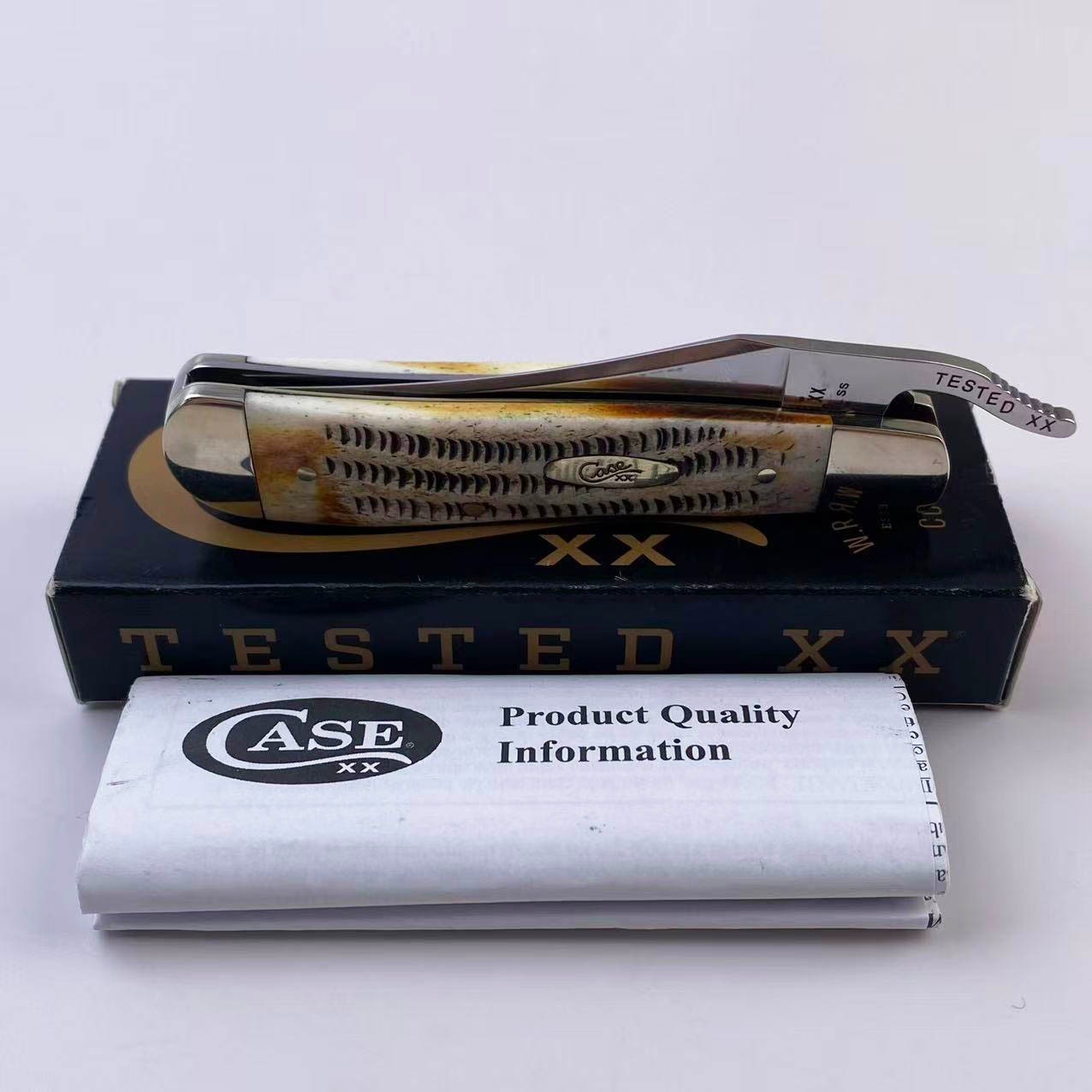 New Case xx 65303 6.5 BoneStag RussLock Stainless Blade Folding Pocket Knife