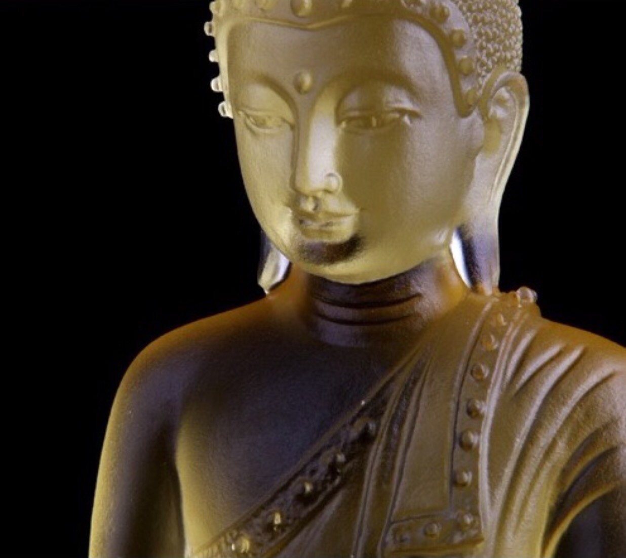 4.5″in Color Pate-De-Verre Shakya Muni Buddha Crystal Sculpture Art Glass Statue