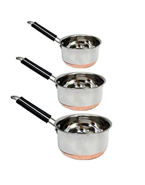 Cookware Set – Sauce Pan Small, Medium, Large. – Copper Bottom – Stainless