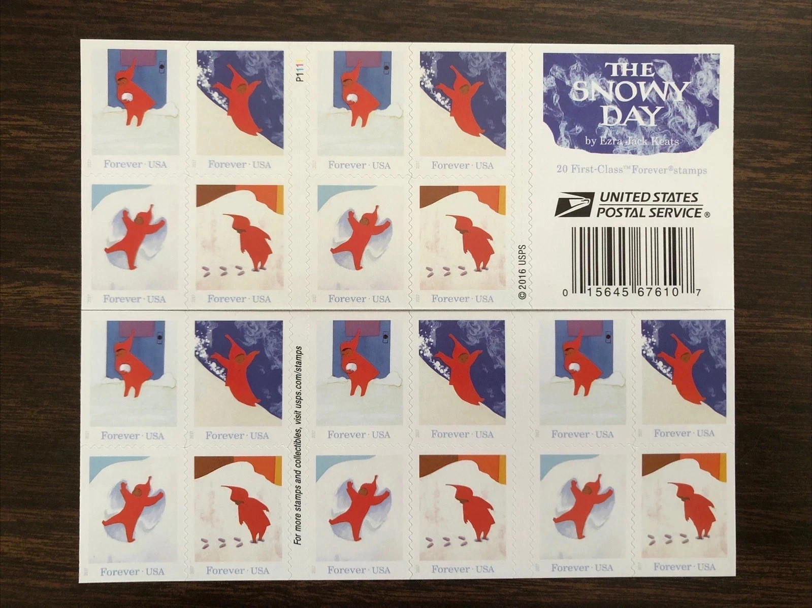 USPS The Snowy Day Booklet Pane of 20 Winter Stamps Scott # 5243 – 5246 (MNH)