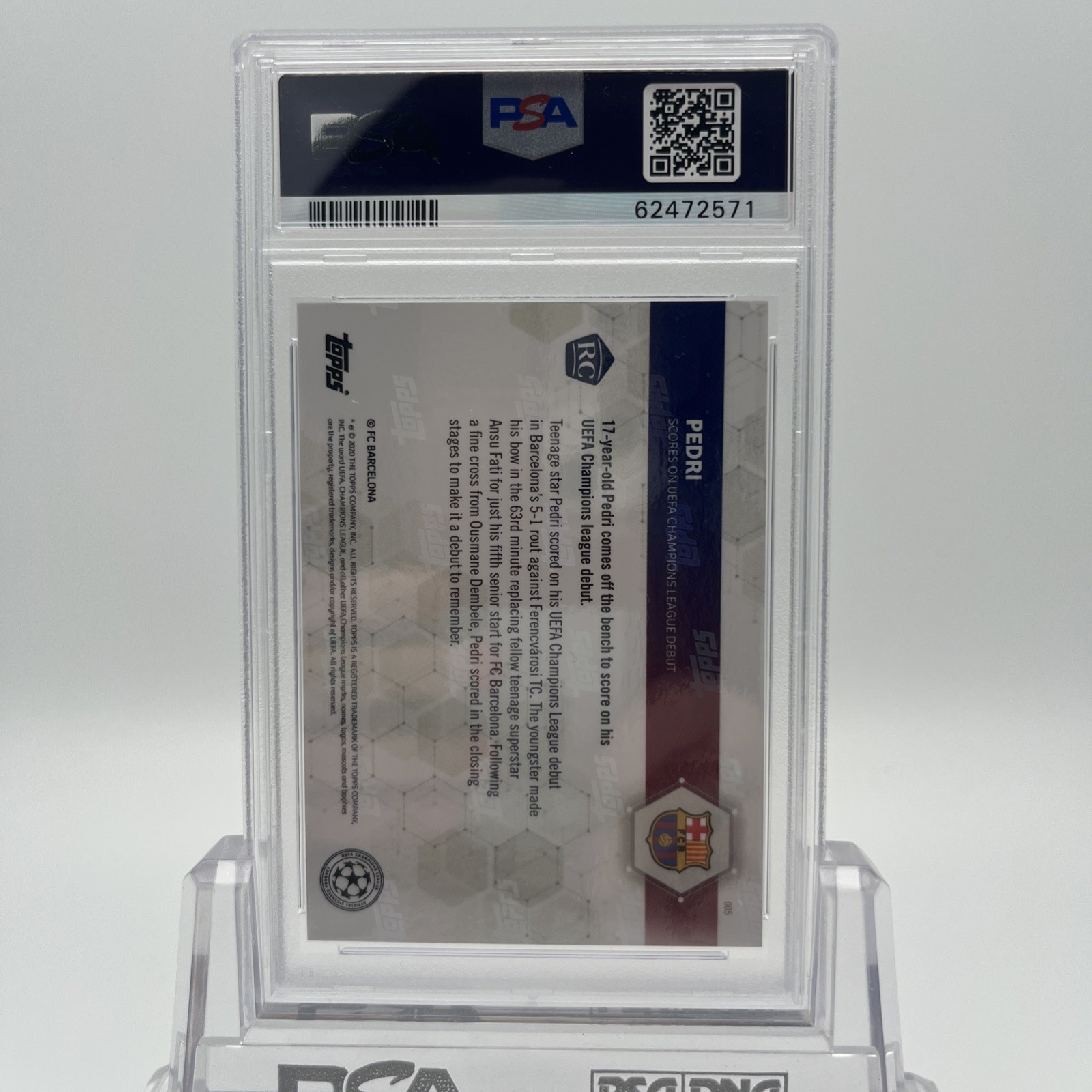 2020-21 Topps Now Ucl Pedri Messi Rookie RC PSA 9 mint #005