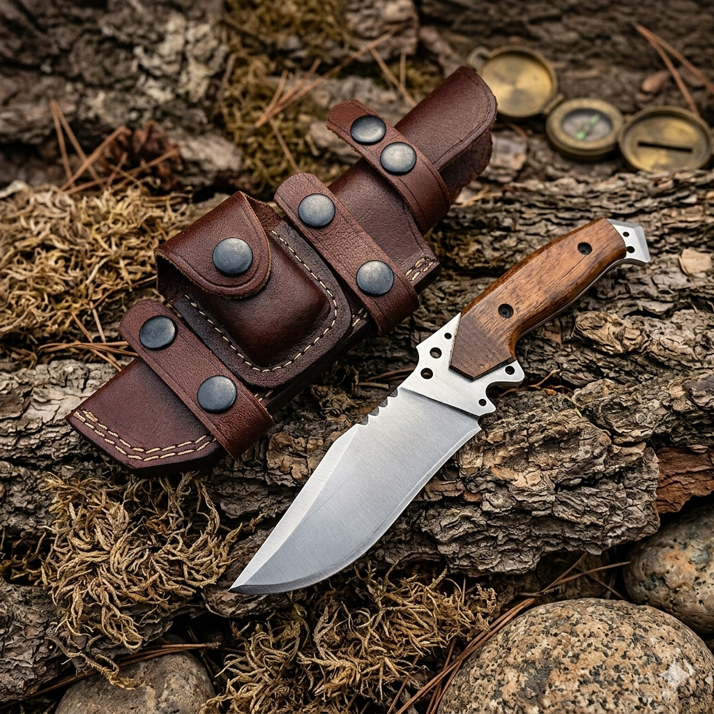 Custom High Carbon Steel Hunting Knife Handmade Tactical Fixed Blade Wood Handle