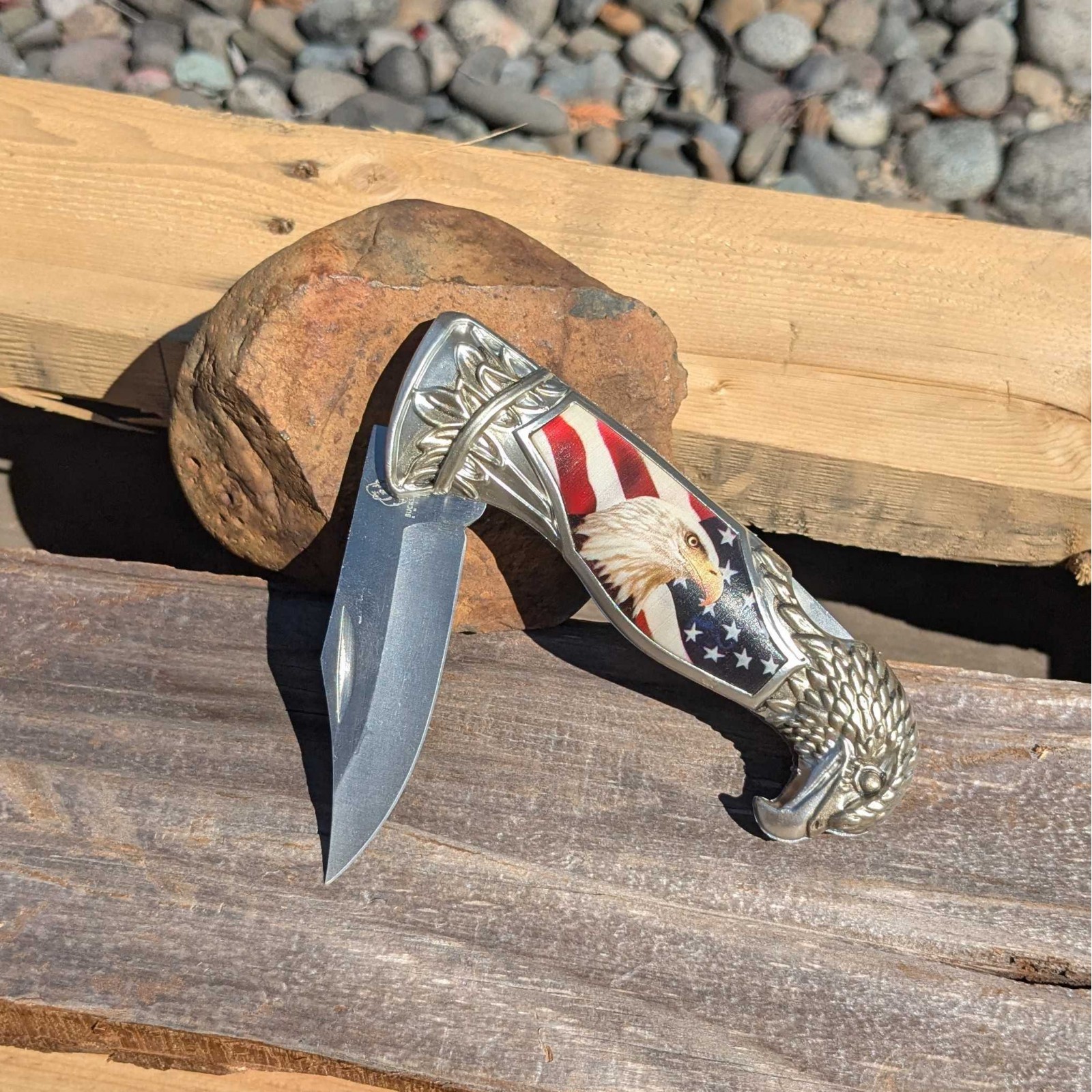 ASR Outdoor AMERICAN EAGLE FLAG Pocket Knife Folding Blade Patriotic USA 8″