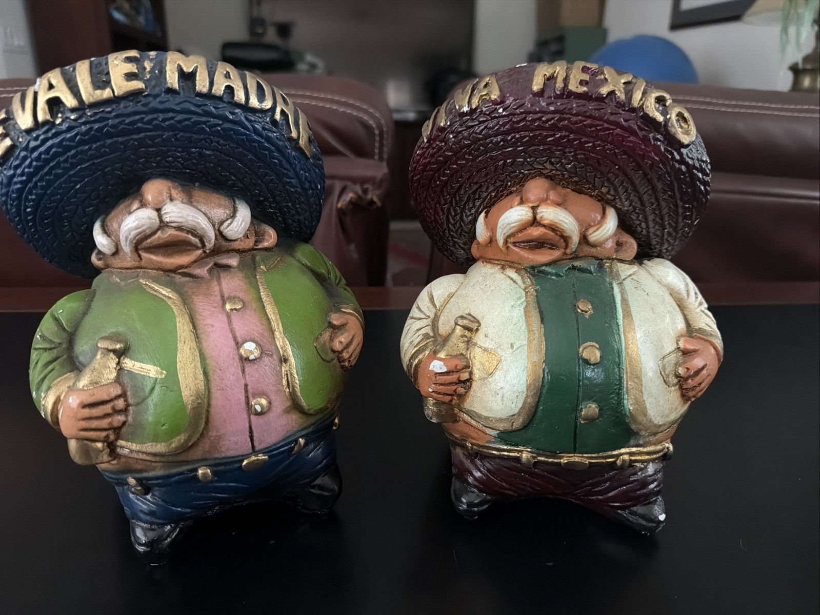 2 vintage mexican man with sombrero ceramic